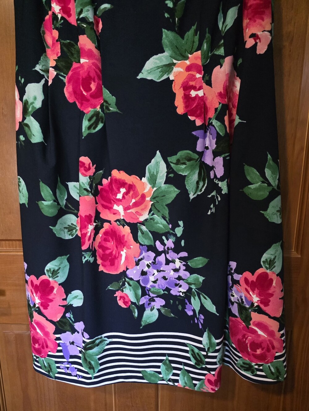 Navy Floral Midi Dress with Pink & Purple Blooms - Picture 7 of 9